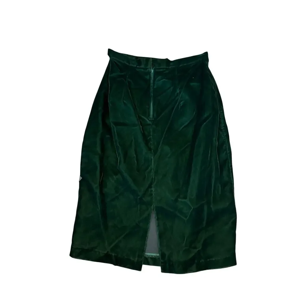 NWT Vintage Night Way Emerald Green Velvet Skirt Suit Set Size 10 Holiday Formal